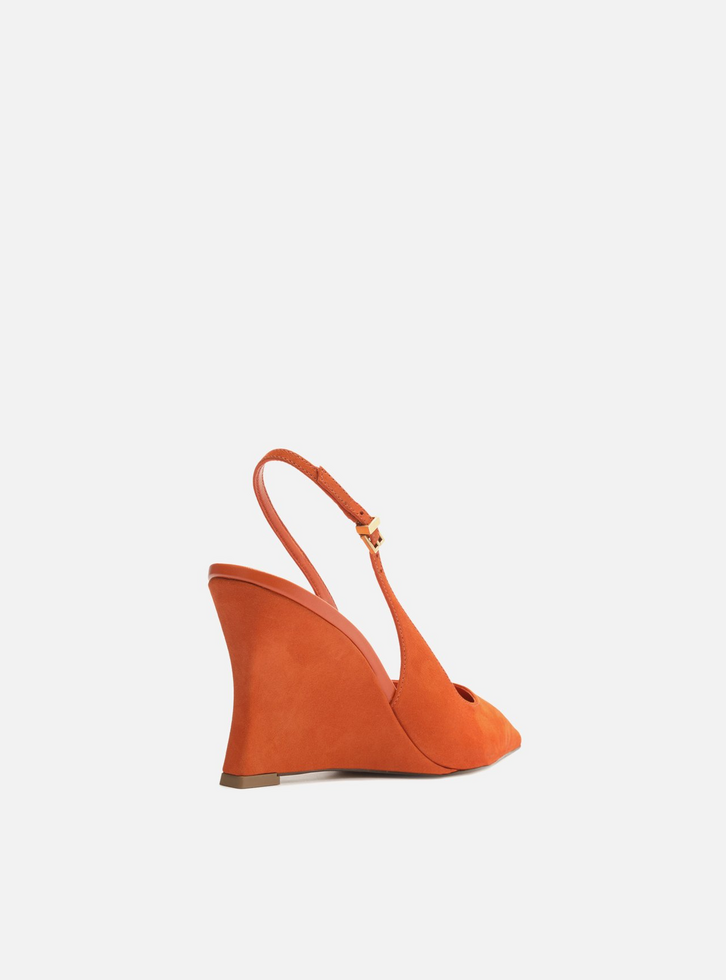 Scarpin Laranja Acamurçado Slingback Anabela