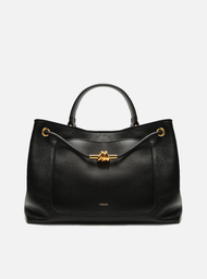 Bolsa Tote Preta Arezzo Couro Média Nó Metal