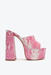 Sandália Mule Rosa Schutz Salto Alto Couro