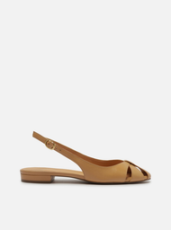 Sapatilha Nude Arezzo Couro Slingback Cabedal Vazado