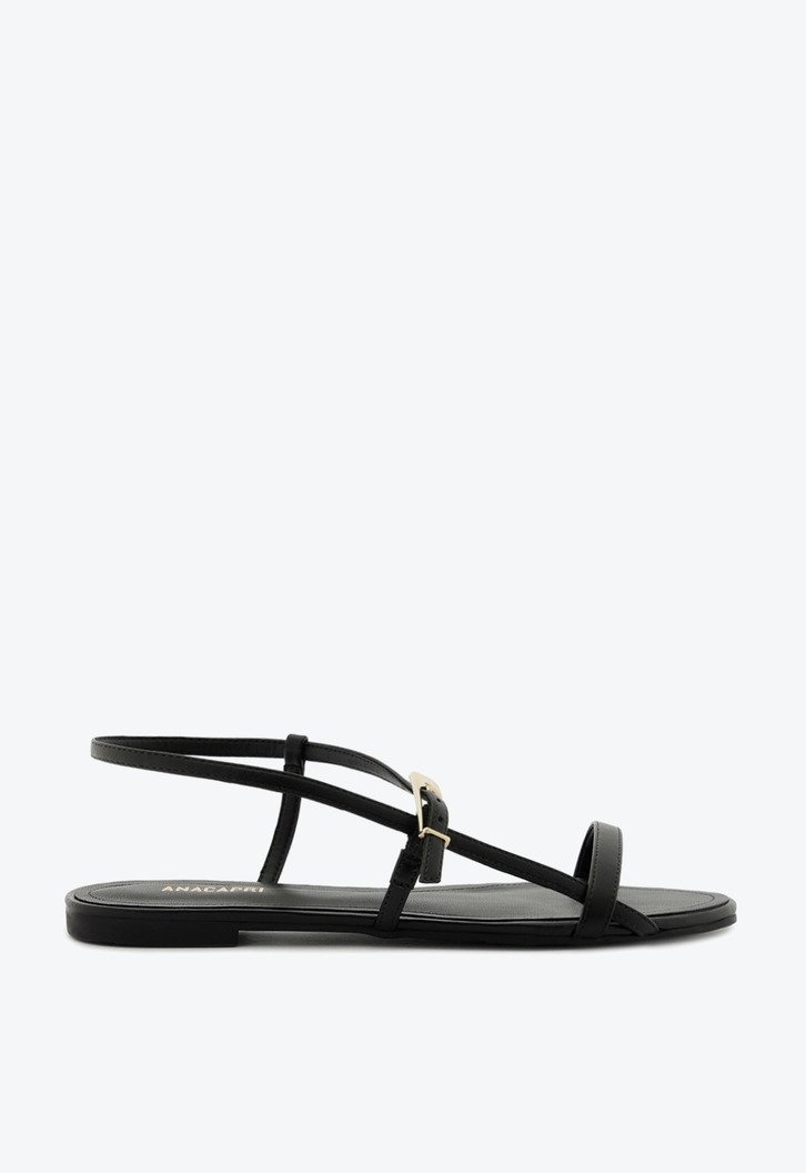 Sandália Rasteira Tiras Finas Preta