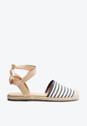 Sandália Espadrille Amarração Natural Branca e Azul