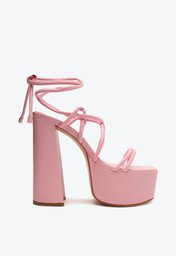Sandália Plataforma Rosa Schutz Salto Bloco Amarração