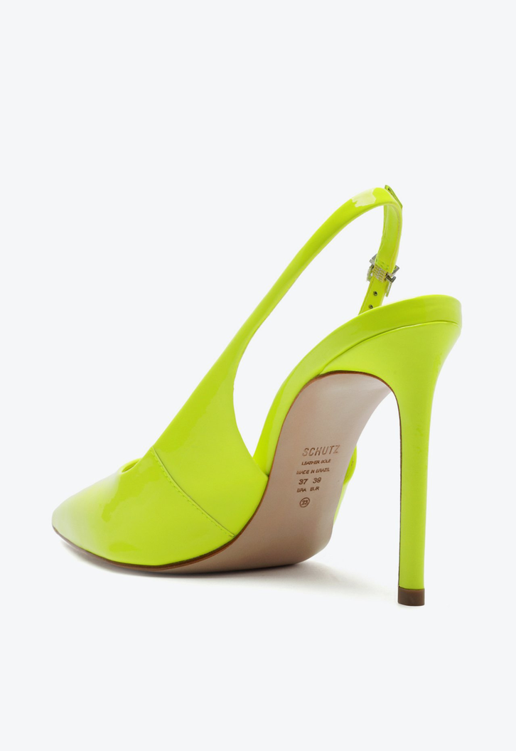 Sapato Scarpin Verniz Verde Neon