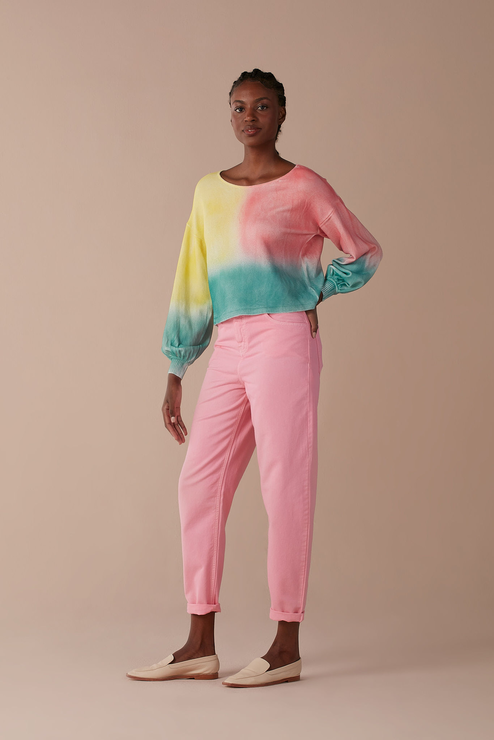 Calça sales rosa pastel