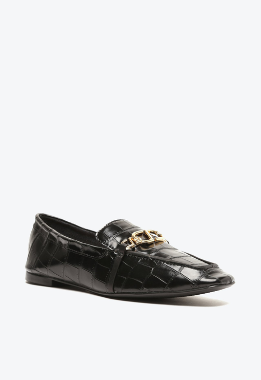 Mocassim Croco Enfeite Preto