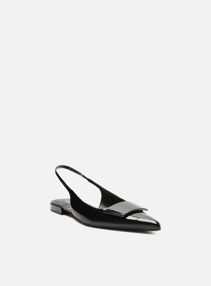 Sapatilha Preta Arezzo Bico Fino Slingback Aplicação