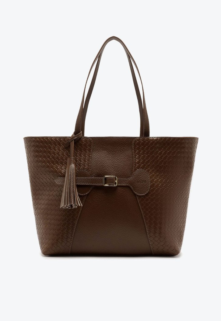 Bolsa Shopping Detalhe Tassel Marrom