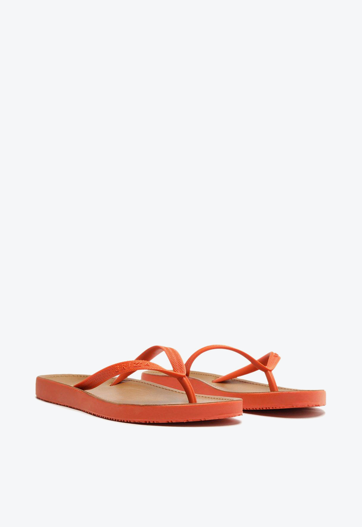 Chinelo De Dedo Laranja Brizza Palmilha Marrom