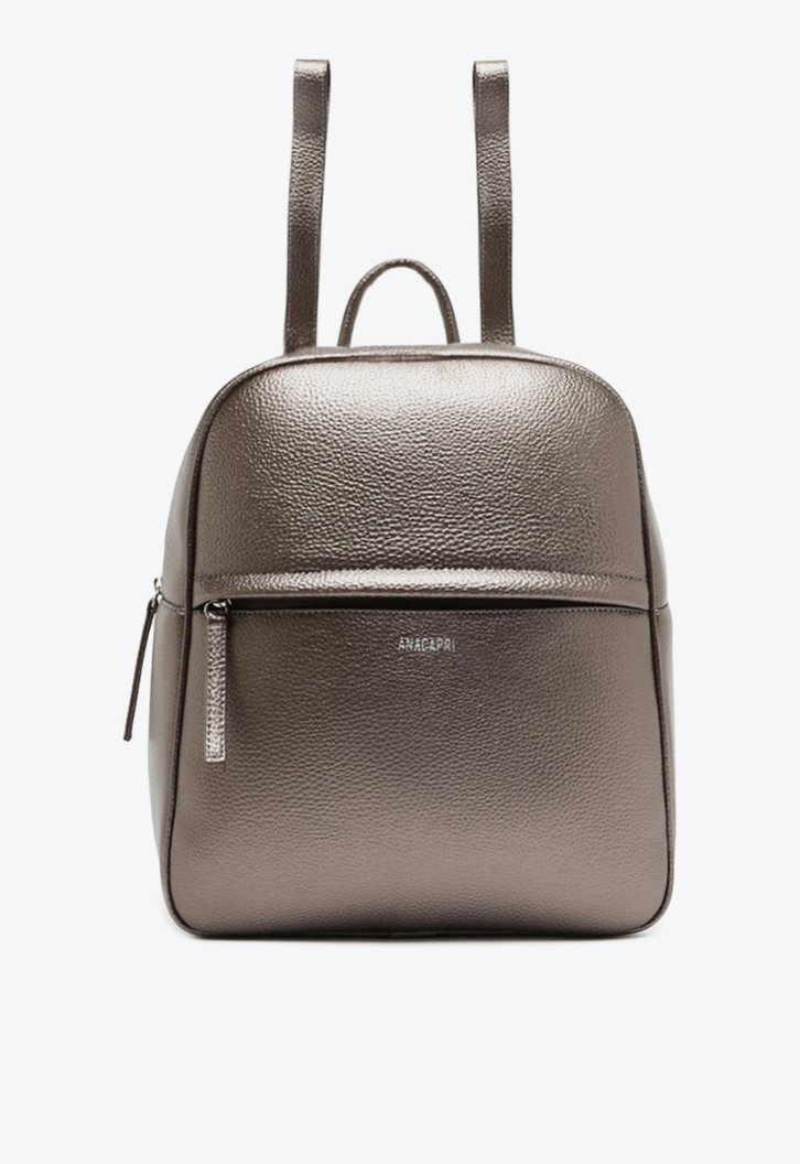 Mochila Prata Anacapri Média Zíper Básica Grafite