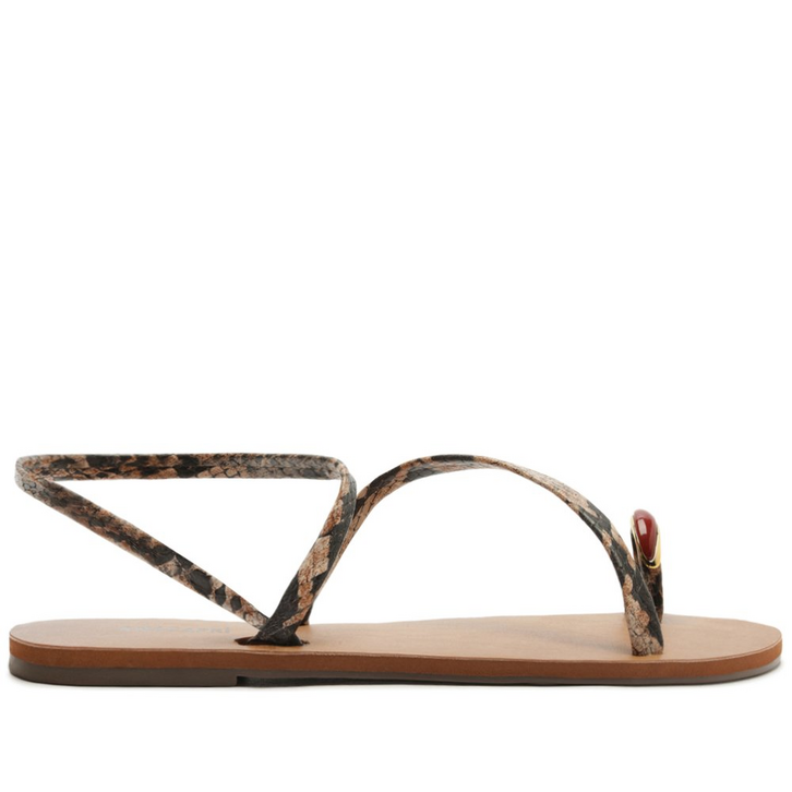 Sandália Rasteira De Dedo Pedraria Animal Print