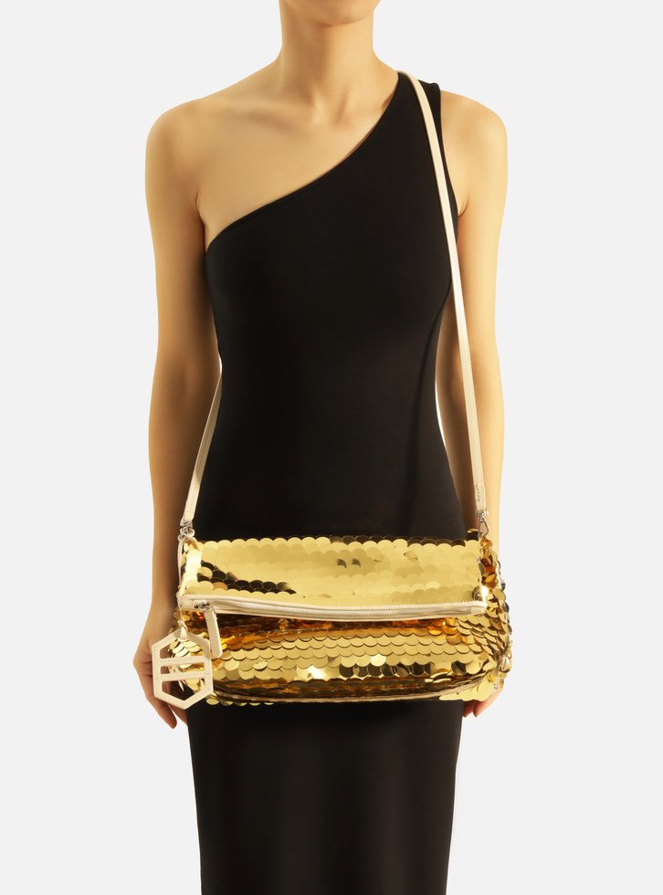 Clutch Dourada Arezzo Média Maxi Paetês