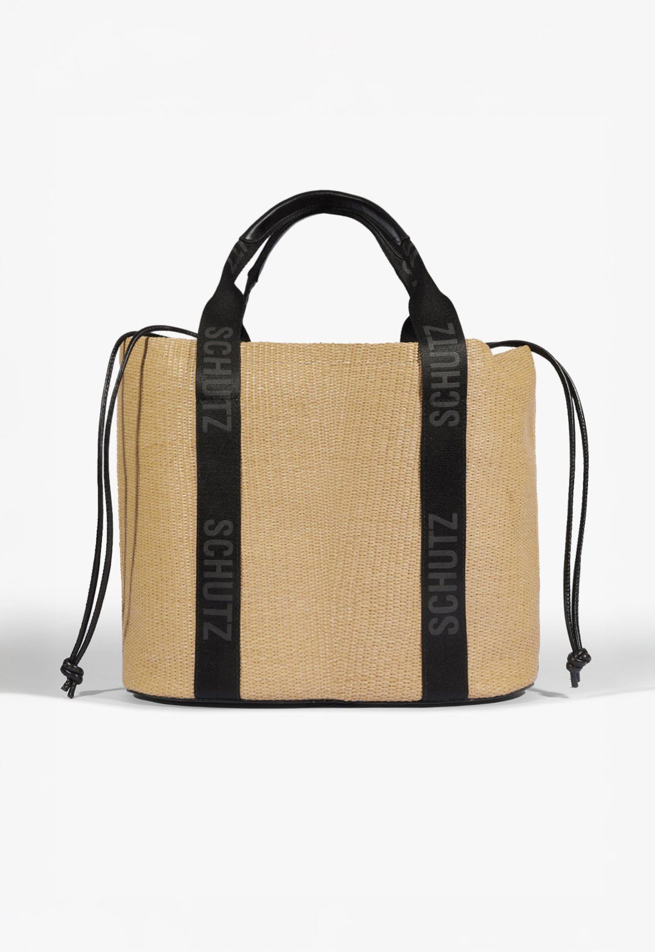 Bolsa Shopping Grande Ráfia Natural Preta | ZZ MALL