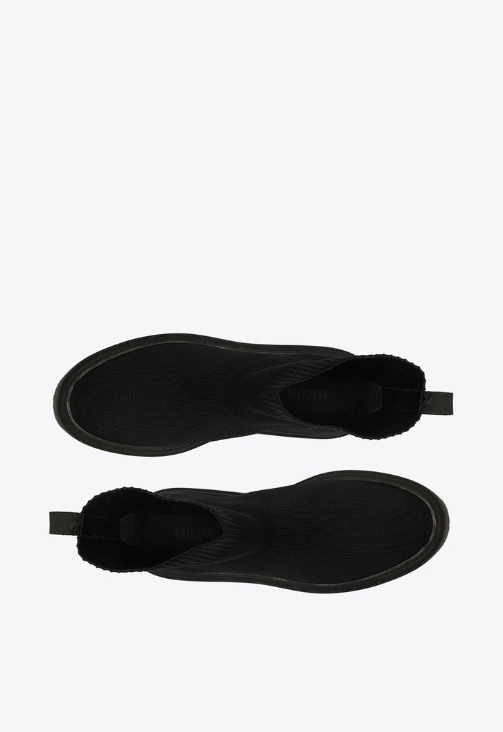 Bota Tratorada Cano Baixo Preta Knit