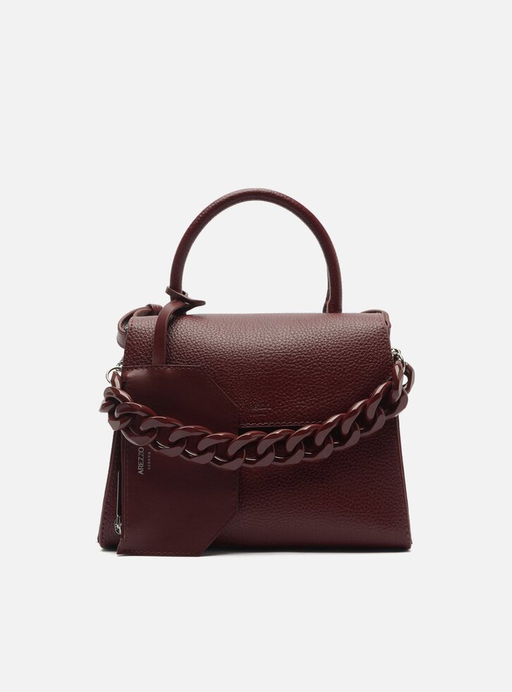 Bolsa Satchel Bordô Média Alça Corrente