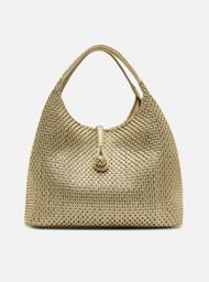 Bolsa Hobo Dourada Couro Grande Tressê Lenny