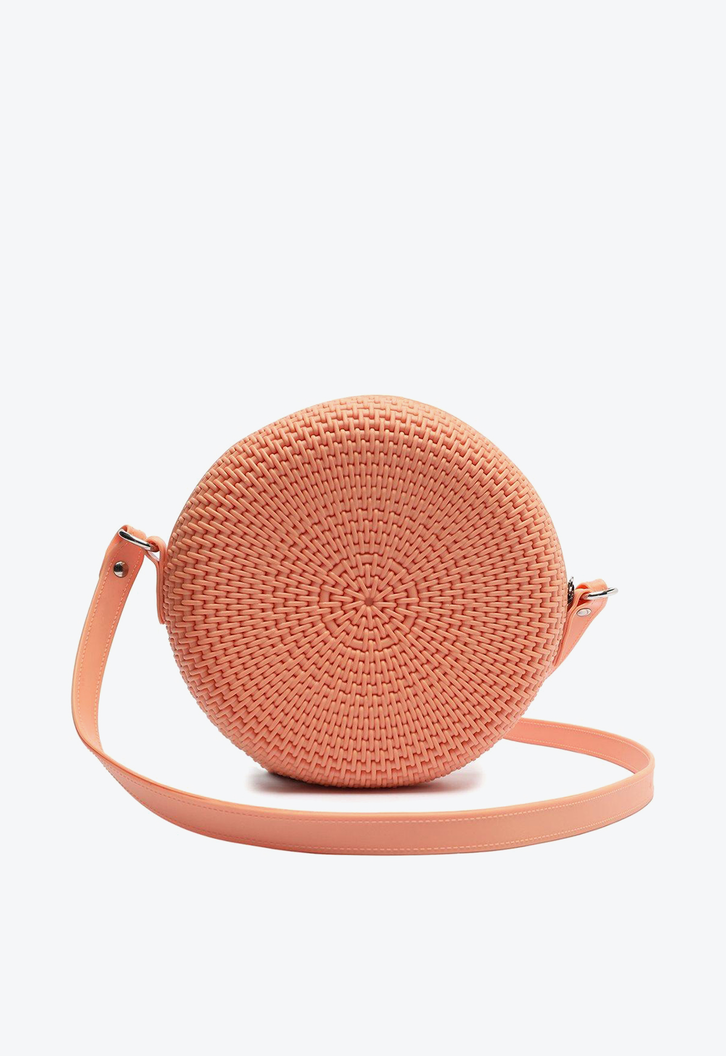 Crossbody Laranja Anacapri Redonda Veneza Texturizada Média