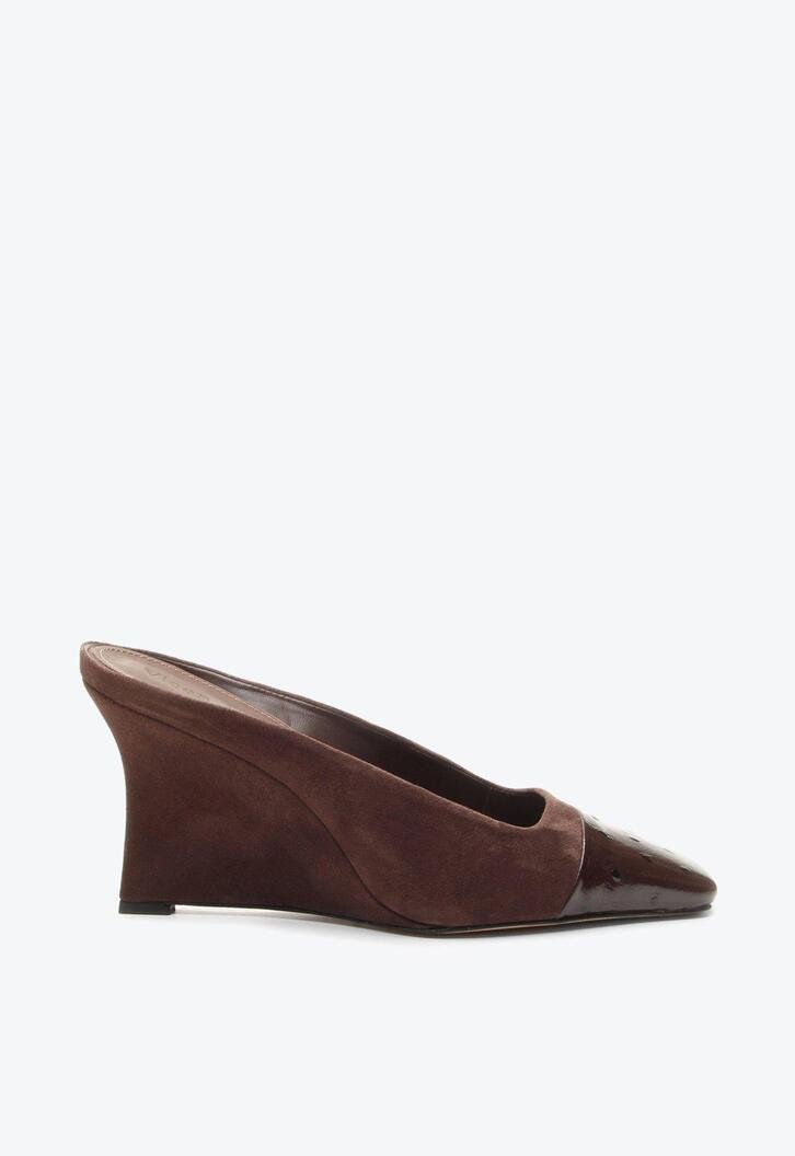 Mule Anabela Cap Toe Esther Marrom