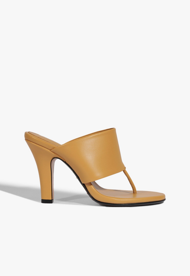 Sandália Mule Martha Couro Marrom Clara