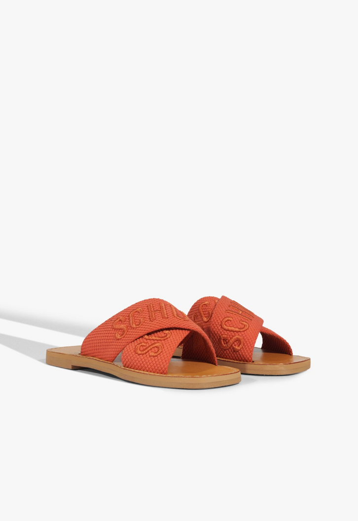 Sandália Rasteira X Schutz Logo Laranja | ZZ MALL