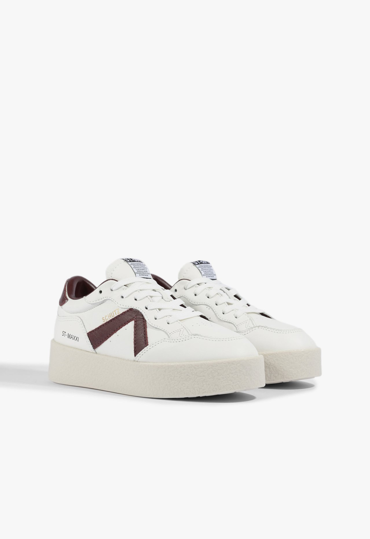 Tênis ST Flatform Couro Branco e Marrom