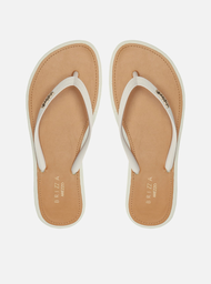 Chinelo De Dedo Marrom Brizza Tiras Brancas Palmilha