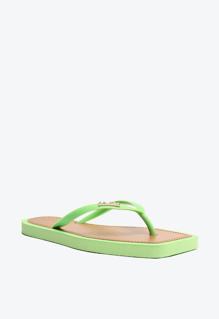 Chinelo De Dedo Verde Brizza Square Palmilha Marrom