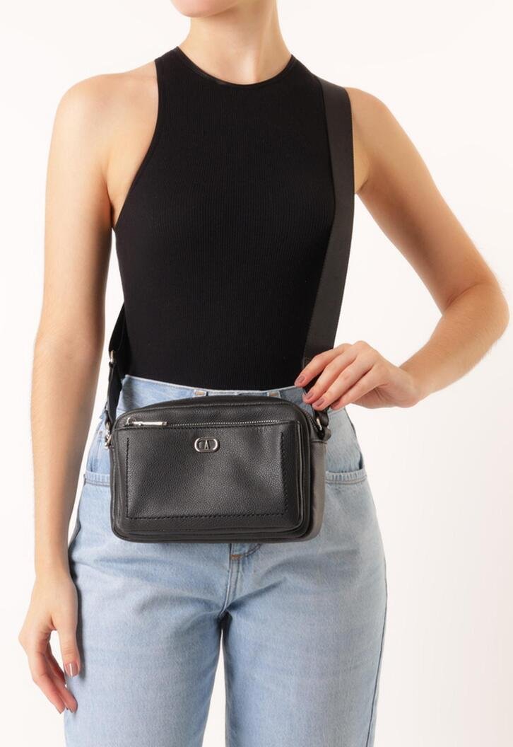 Bolsa Tiracolo Média Floater Gorgurão Preta