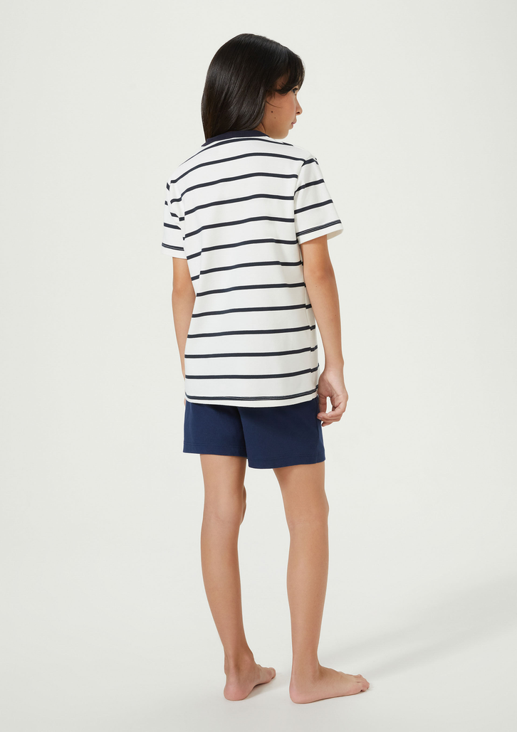 Pijama Azul Hering Curto Infantil Unissex Com Estampa Tal Pai Tal Filho