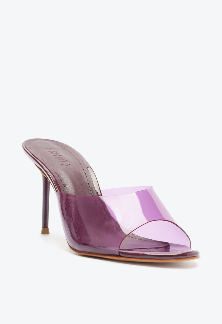 Sapato Mule Lina Vinil Salto Alto Roxo