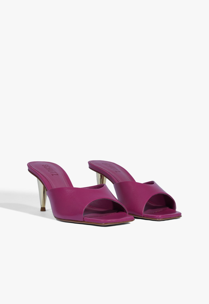 Mule couro rosa