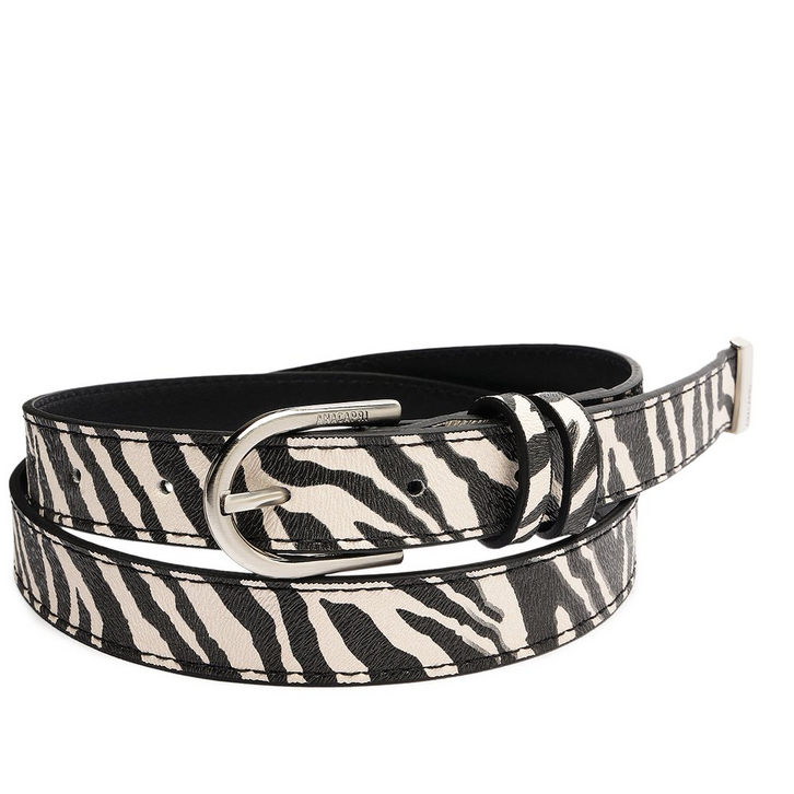 Cinto Fino Fivela Metálica Valentina Animal Print Zebra