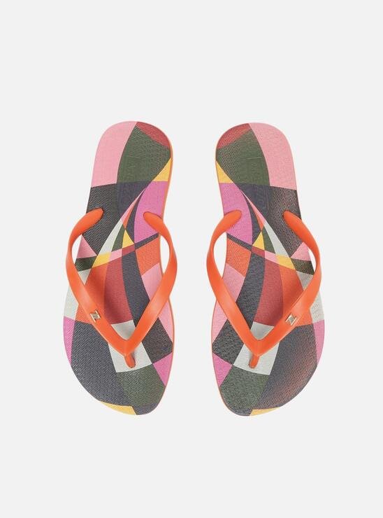 CHINELO LARANJA AREZZO DE DEDO ESTAMPA GEOMÉTRICA ESSENTIAL BRIZZA SCARF.ME
