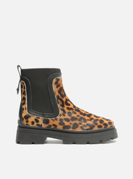 Bota Animal Print Arezzo Couro Cano Curto Tratorada Elástico