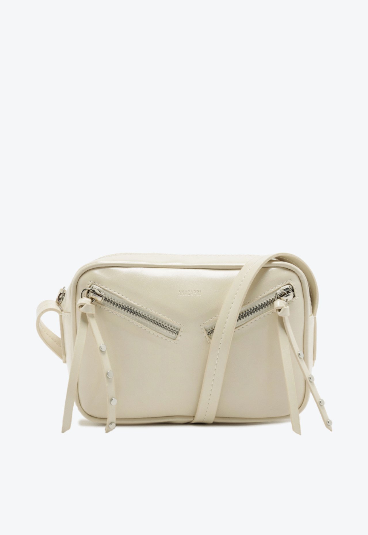 Bolsa Tiracolo Média Fecho Duplo Zíper Bege Bolsa Tiracolo Média Fecho Duplo Zíper Bege