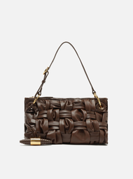 Bolsa Tiracolo Marrom Arezzo Couro Média Tressê Maxi