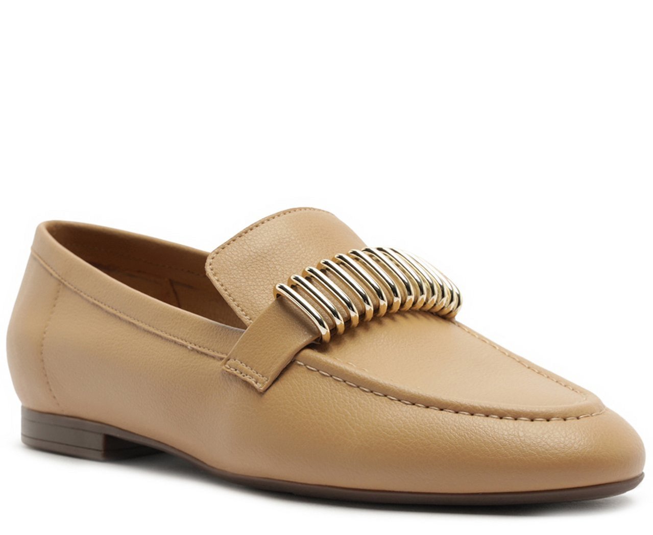 Mocassim com Detalhe Metal Bege | ZZ MALL