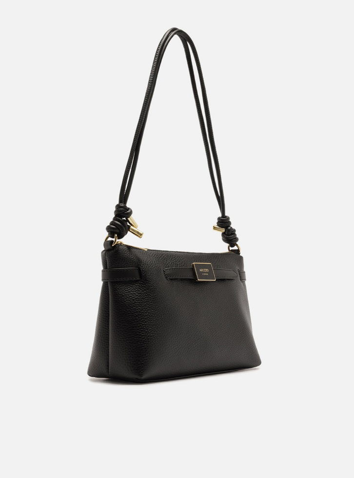 Bolsa Tiracolo Preta Média Tag Metal | ZZ MALL