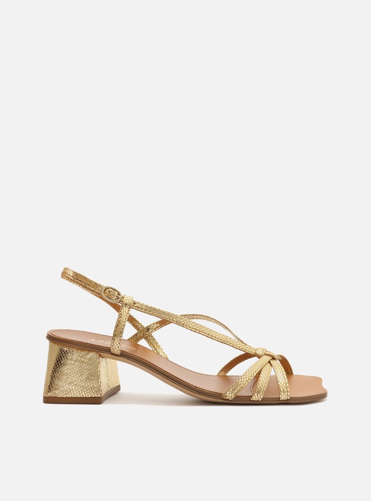 SANDÁLIA DOURADA AREZZO SNAKE MÉDIA BLOCO EVA