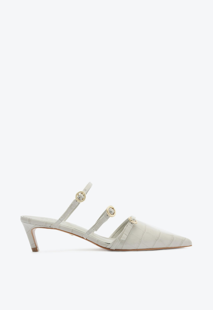 Mule Cinza Schutz Curve Heels Vinil Croco | ZZ MALL