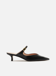 Mule Preta Arezzo Couro Bico Fino Boneca