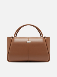 Bolsa Tote Marrom Couro Grande Tag Metal