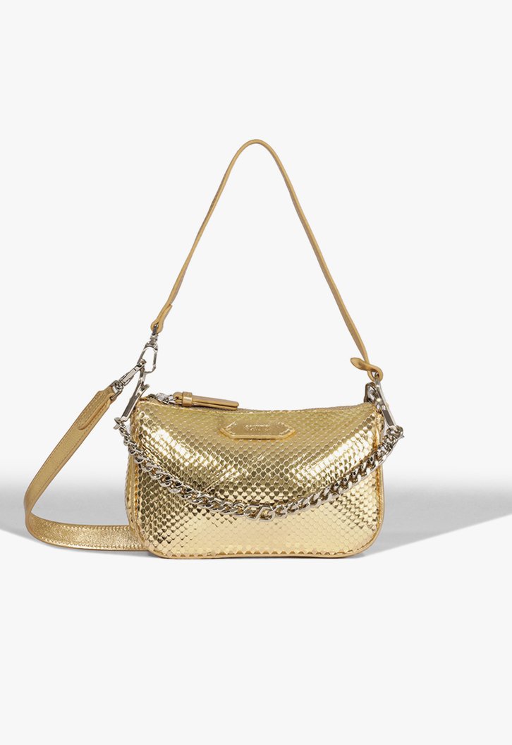 Bolsa Tiracolo Dourada Schutz Baguete Emmy Couro