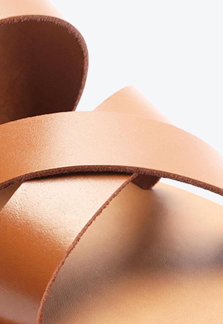 Rasteira Marrom Anacapri Couro Tira Tripla