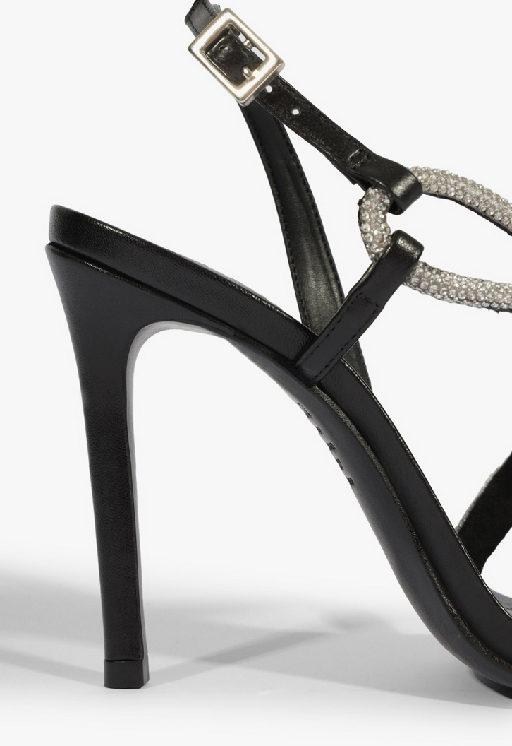 Sandália Glam Salto Fino Preta | ZZ MALL