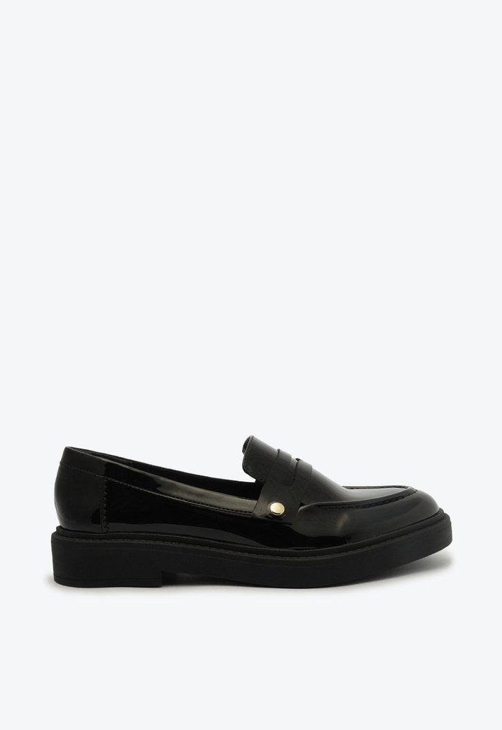 Mocassim Preto Verniz Detalhe Removível