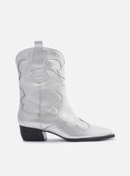 Bota Western Prata Arezzo Couro Cano Curto Folk