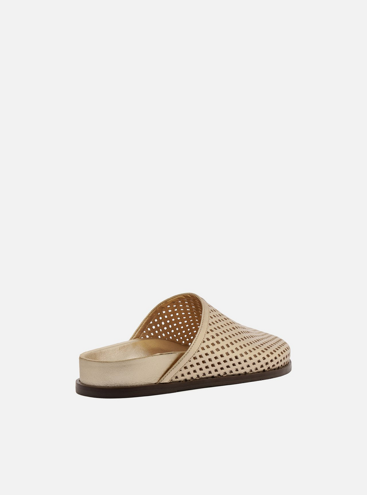 Mule Clog Dourada Rasteira Vazada | ZZ MALL