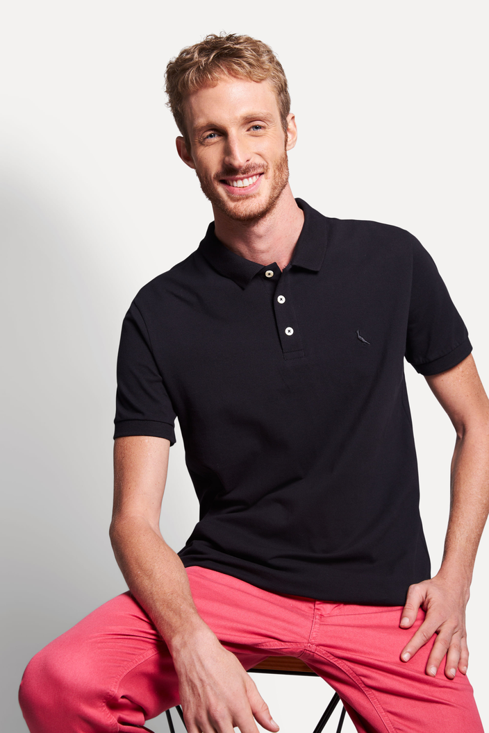 CAMISA POLO PRETA RESERVA PIQUET CLASSICA