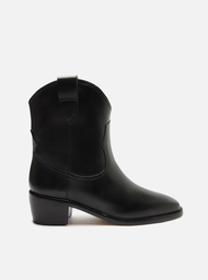 Bota Western Preta Arezzo Couro Cano Curto Alícia